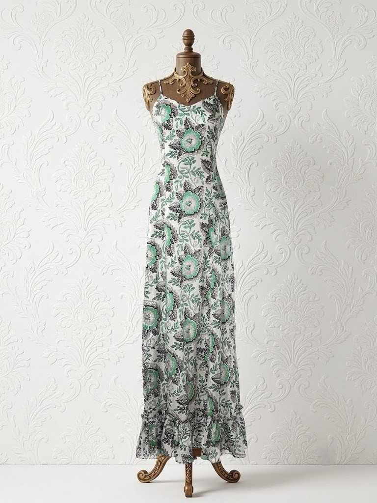 Nwt The Vampire's Wife Harmonizer Maxi Green Wild Poppy Vine Silk Dress 6 / Us 2 — image 4 of 8